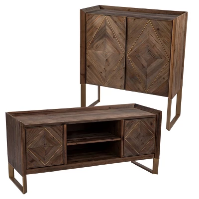 Glacerad Reclaimed Wood Media Console For TVs Upto 50" Brown - Aiden Lane 10 Glacerad Reclaimed Wood Media Console For TVs Upto 50" Brown - Aiden Lane - Image 10