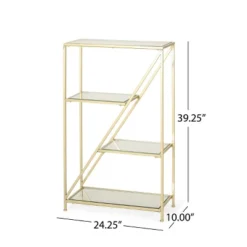 Kokesh Modern Glam Tempered Glass 3 Shelf Asymmetrical Bookcase Gold - Christopher Knight Home 15 Kokesh Modern Glam Tempered Glass 3 Shelf Asymmetrical Bookcase Gold - Christopher Knight Home -Cozy Living Sales Store GUEST fe44afab b226 4b6b 83bf d92ad3ad8955